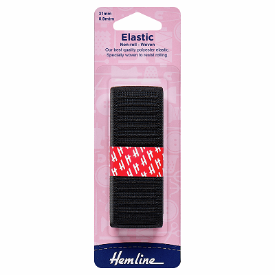 H631.31 Woven Non-Roll Elastic: 0.9m x 31mm: Black ..